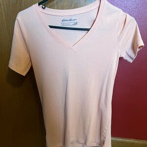 Eddie Bauer Women's Light Peach V-Neck Tee